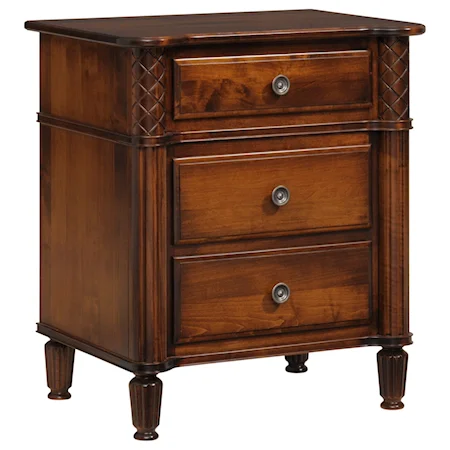 Traditional Solid Wood 3 Drawer Nightstand